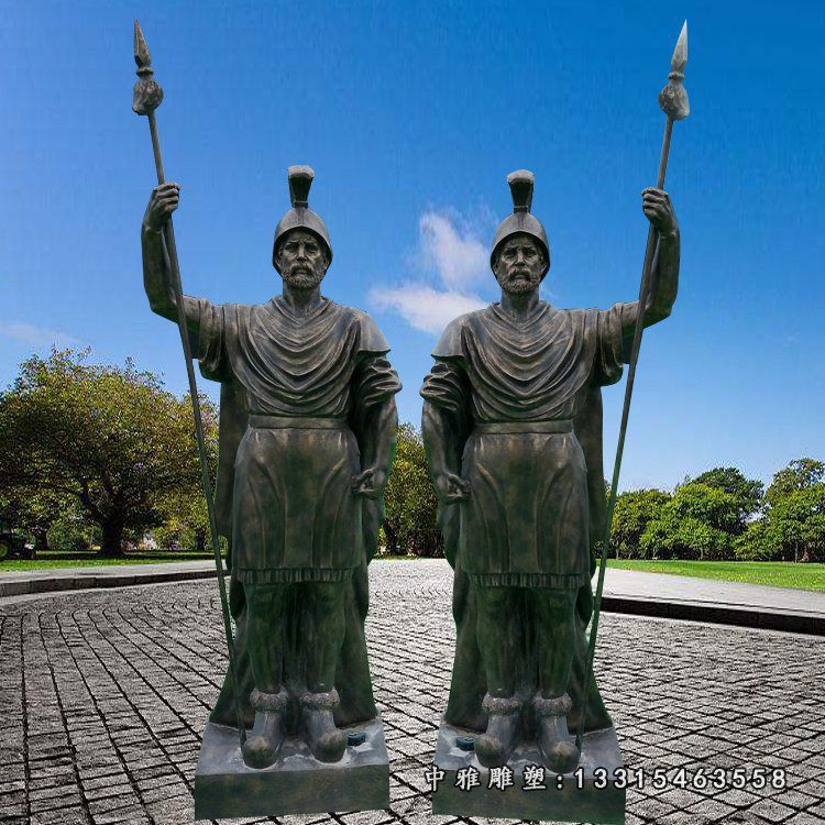 铜雕广场打仗士兵