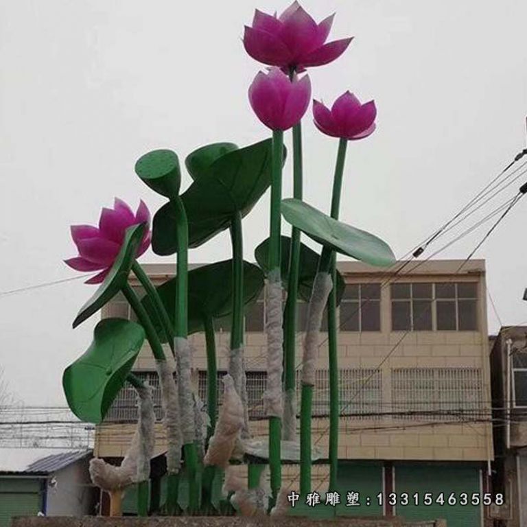仿真不锈钢荷花雕塑
