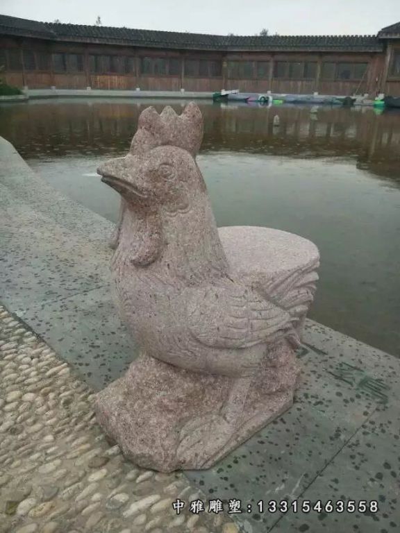 公园小型石雕鸡雕塑