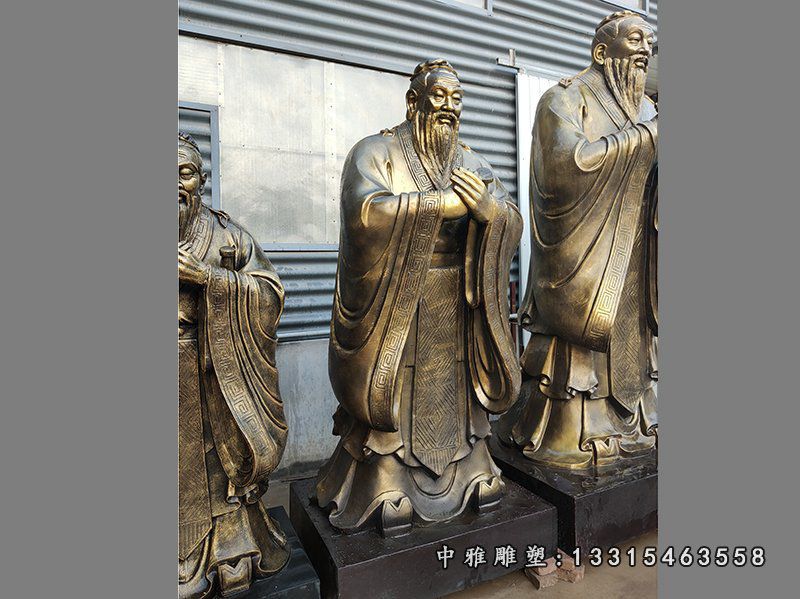 孔子行礼教铜雕
