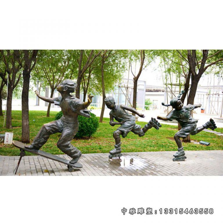 铜雕滑板人物