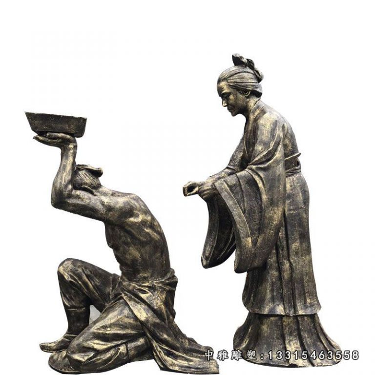 铜雕岳母刺字
