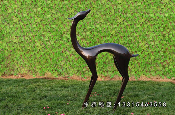 公园抽象鹿铜雕