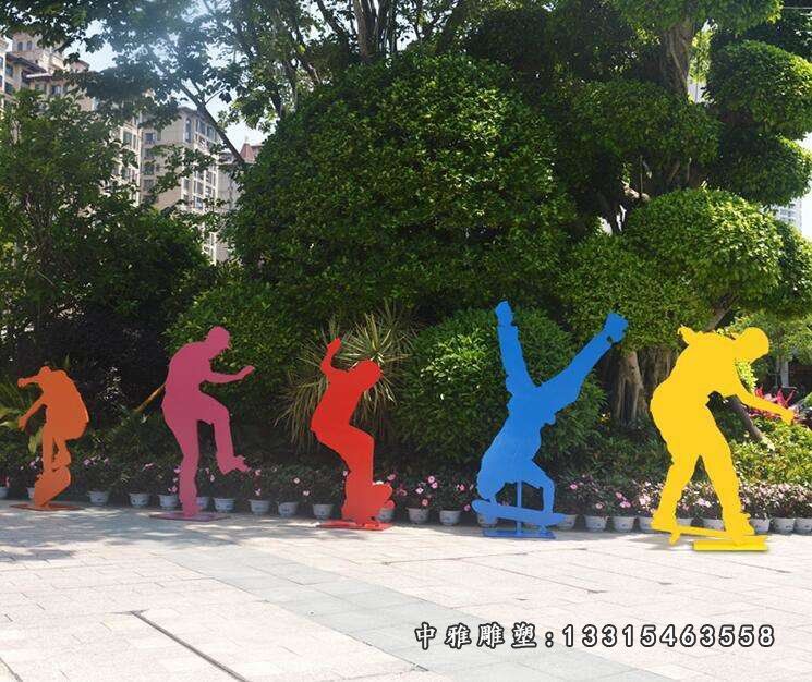 不锈钢滑板人物雕塑