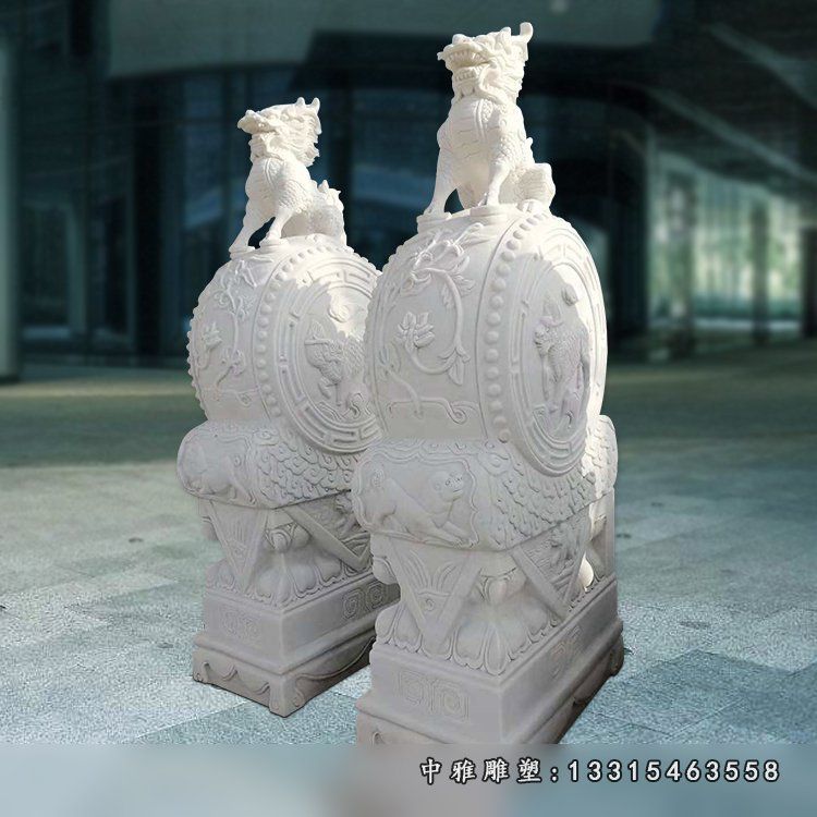 石雕麒麟抱鼓石雕塑
