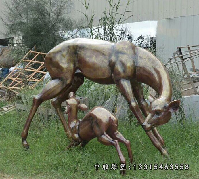 母子鹿铜雕摆件