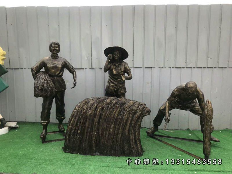 铜雕农耕文化人物雕像
