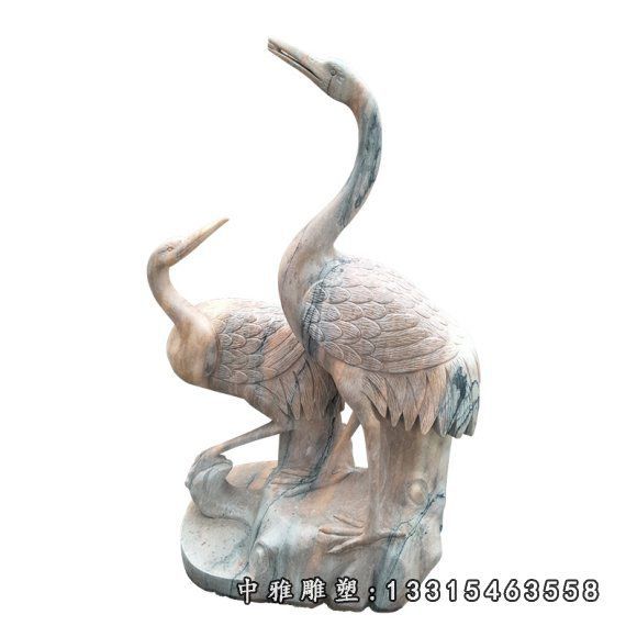 动物仙鹤石雕