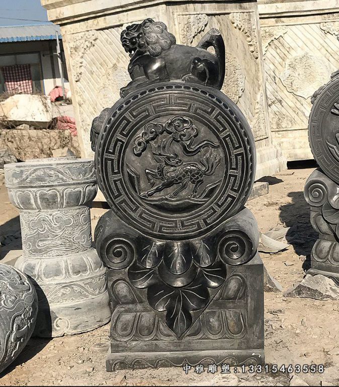 仿古石雕狮子抱鼓石