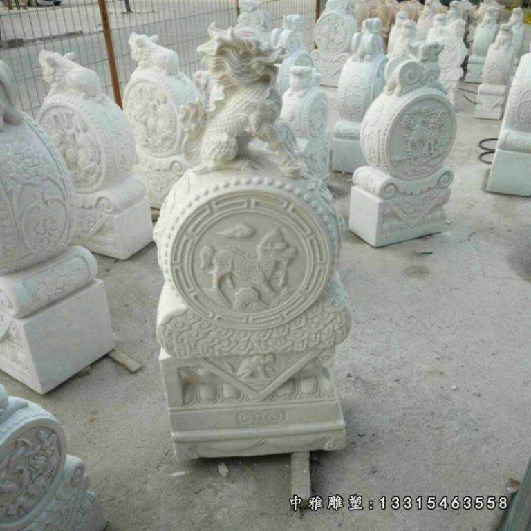 石雕门口麒麟抱鼓石雕塑