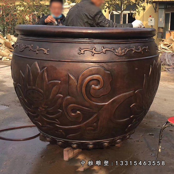 圆形水缸铜雕雕塑