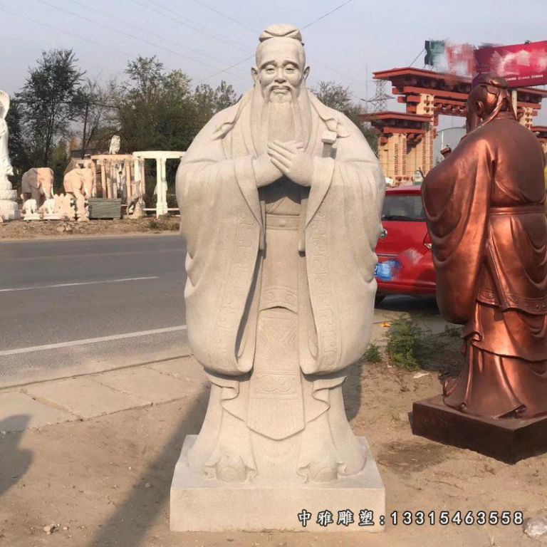 思想家孟子石雕塑