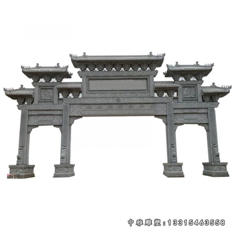 三门牌坊石雕