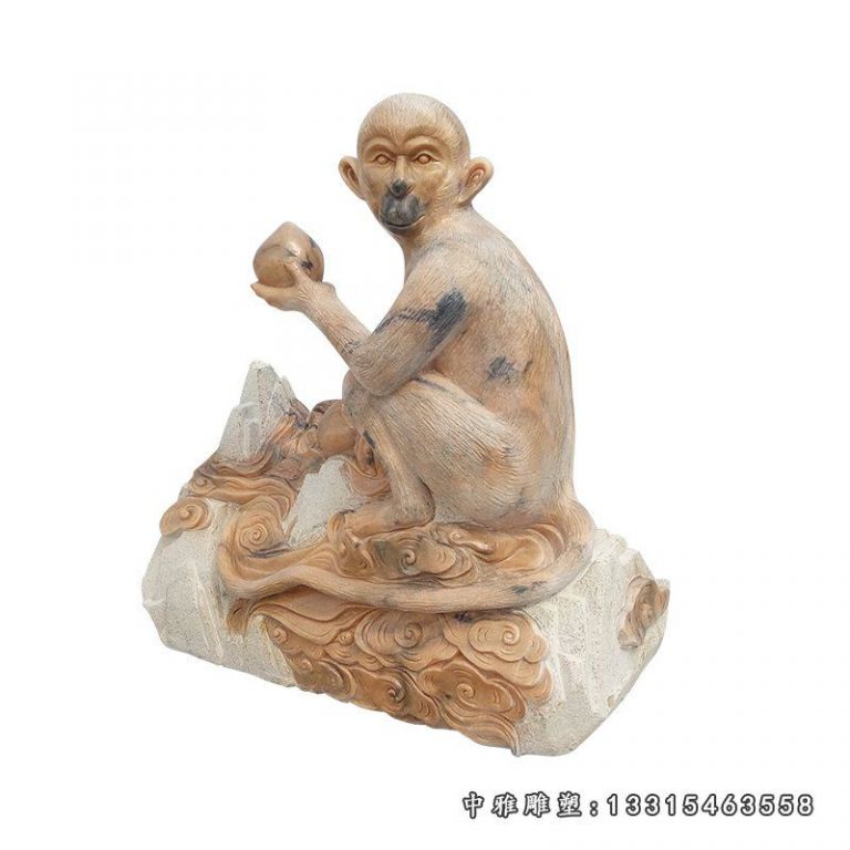 抱桃猴子石雕雕塑