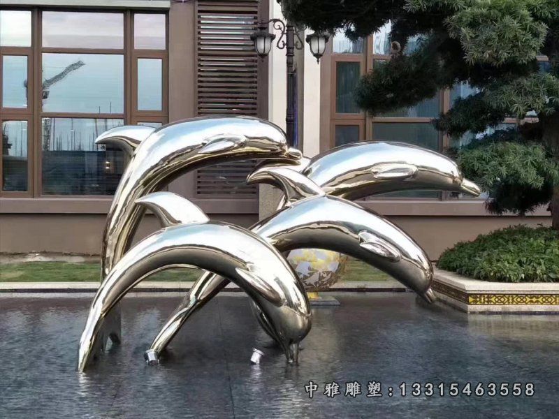 跳跃海豚不锈钢雕塑