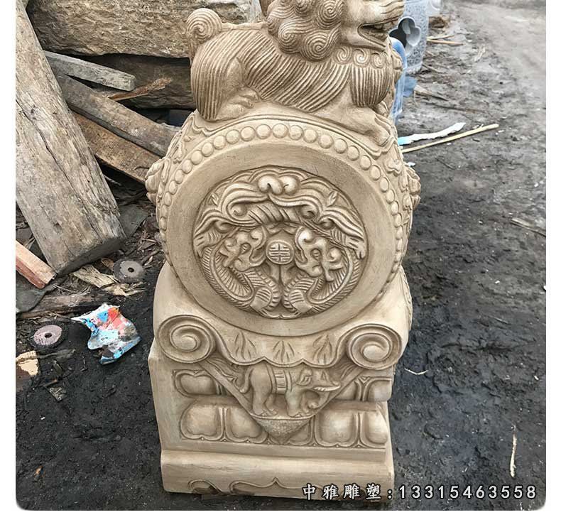 门口石雕狮子抱鼓石雕塑
