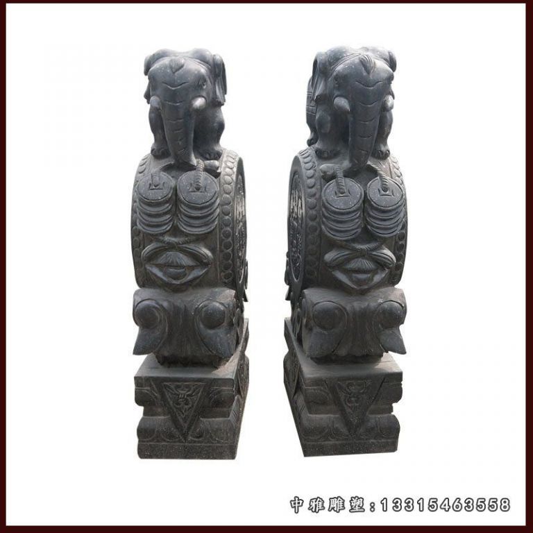 石雕仿古大象抱鼓