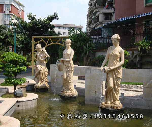 石雕小区人物喷泉