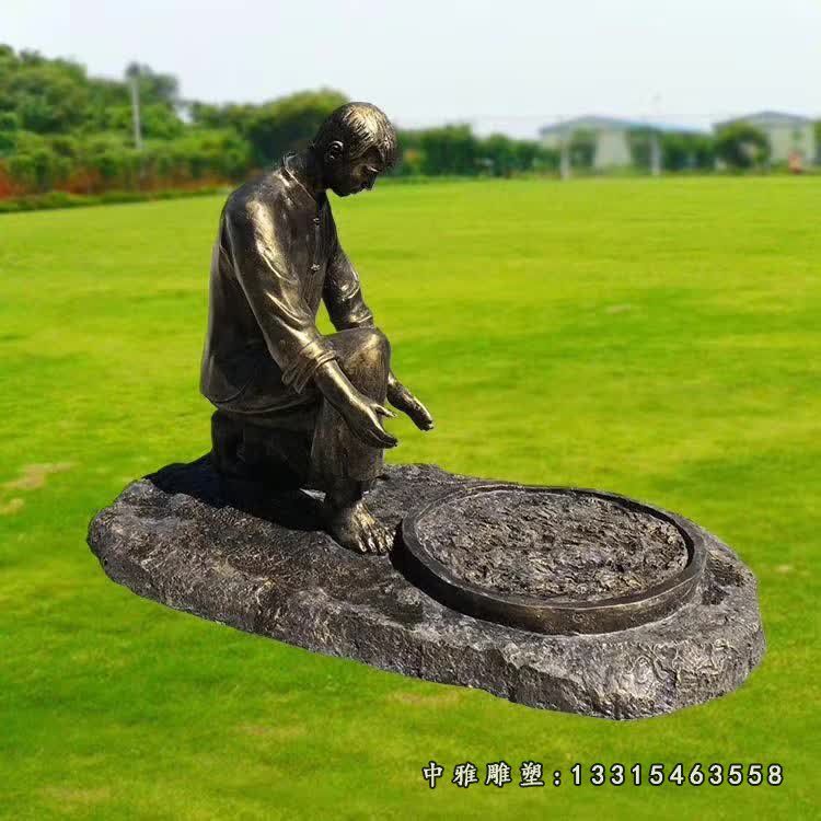 铜雕茶文化人物雕塑