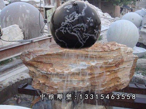 石雕财源滚滚风水球