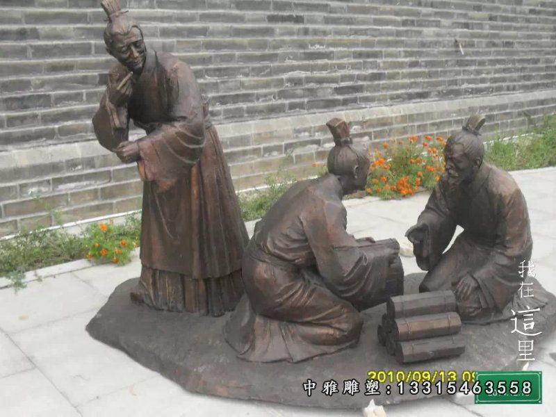 步行街铜雕民俗人物