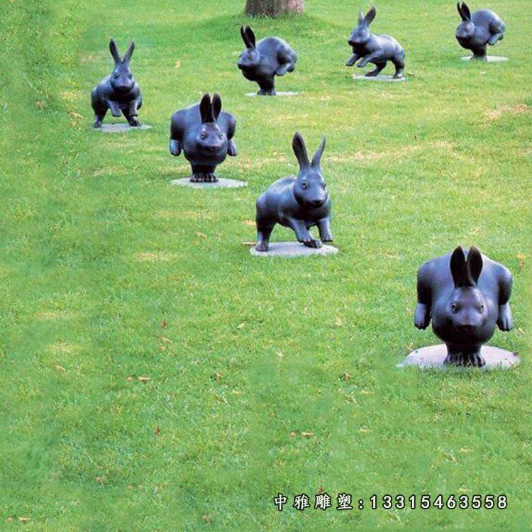 铜雕草坪兔子