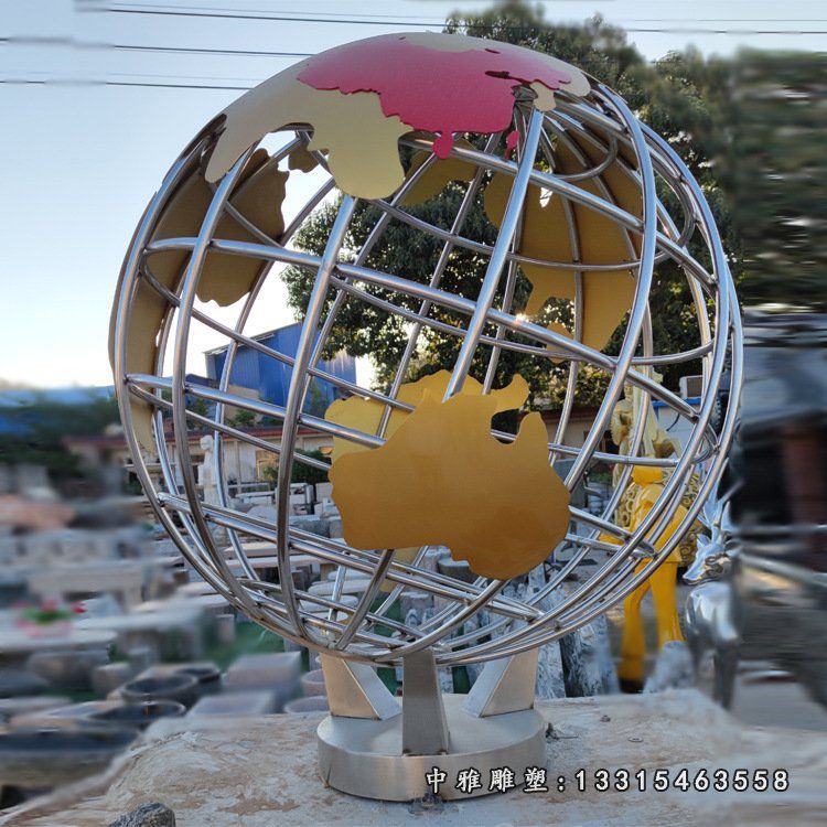 不锈钢金属地球仪雕塑