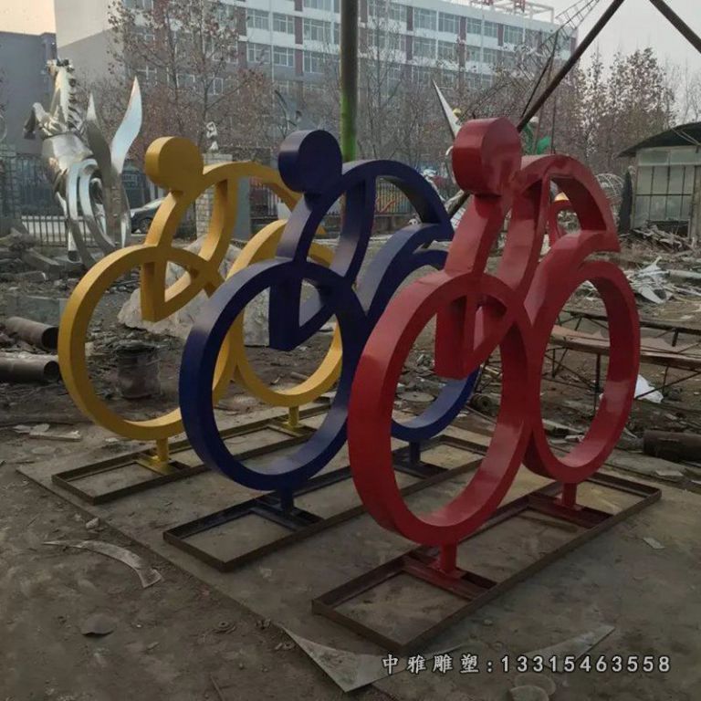 不锈钢抽象赛车人物雕塑