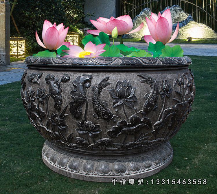 仿古石雕水缸