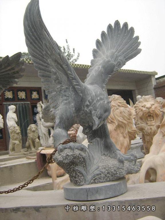 石雕动物鹰摆件