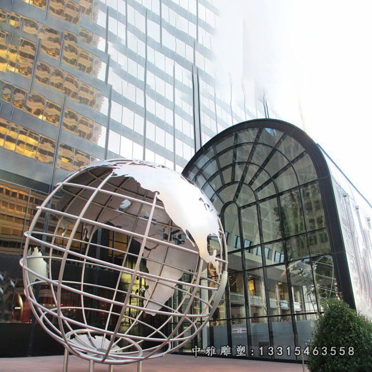 不锈钢金属地球仪雕塑