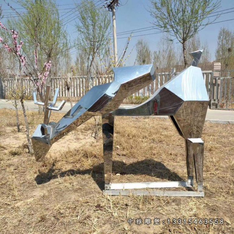 不锈钢几何小鹿雕塑