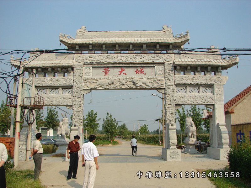 三门牌坊石雕