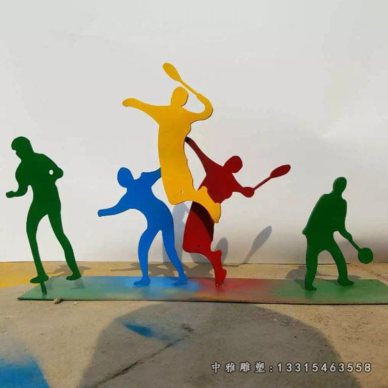 不锈钢打羽毛球人物雕塑