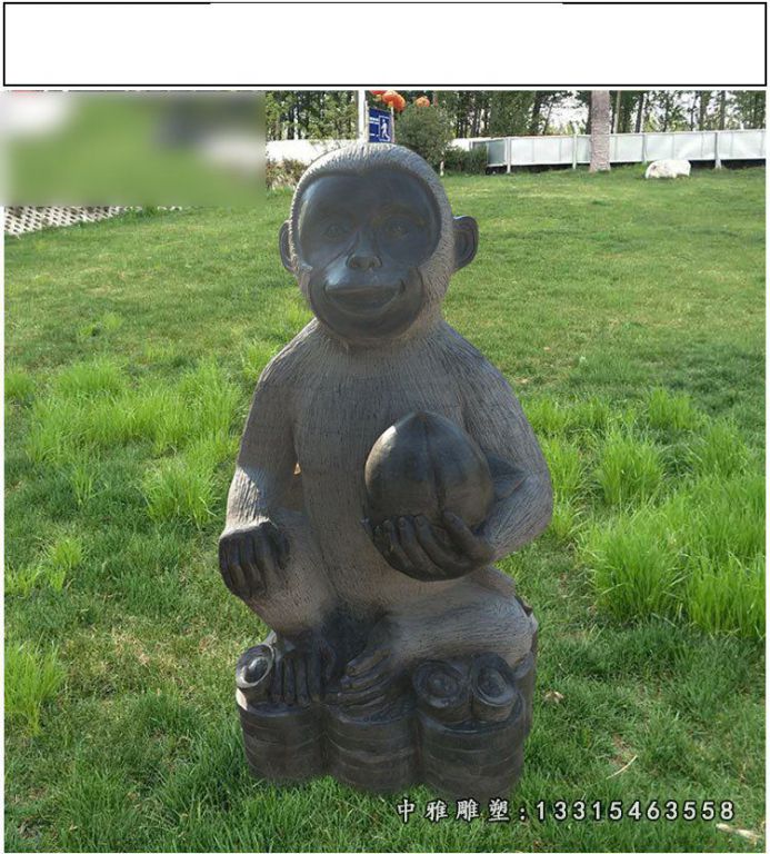 抱桃猴子石雕动物
