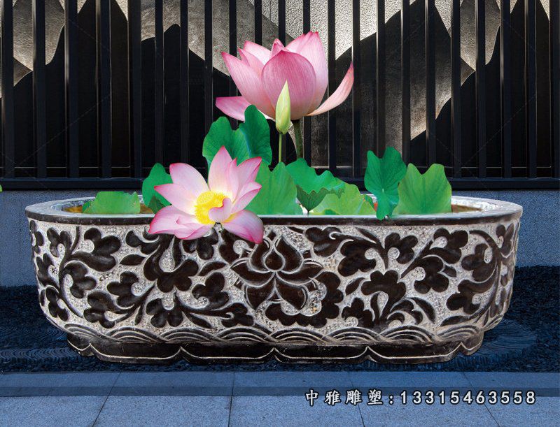 仿古石雕水缸