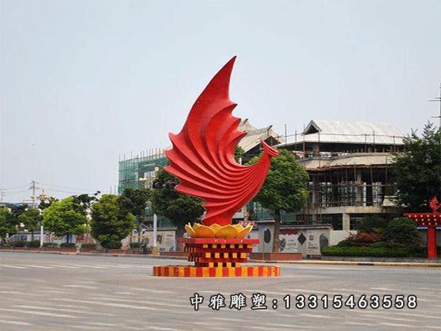 不锈钢烤漆凤凰雕塑