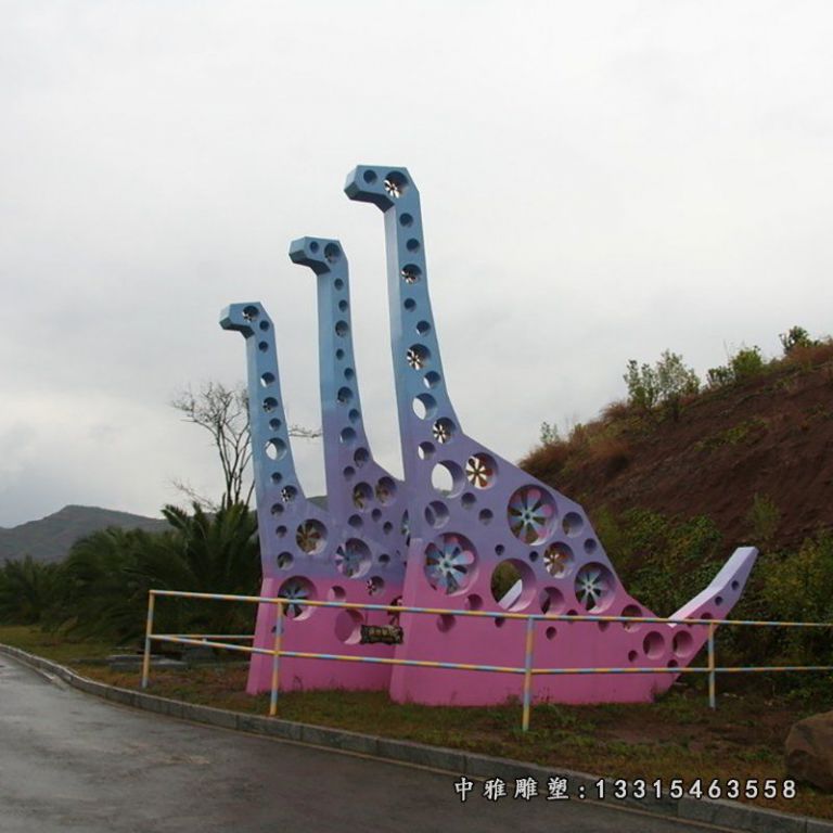 广场恐龙不锈钢雕塑