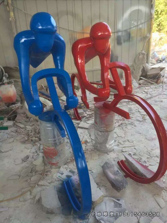 不锈钢抽象骑行人物雕塑