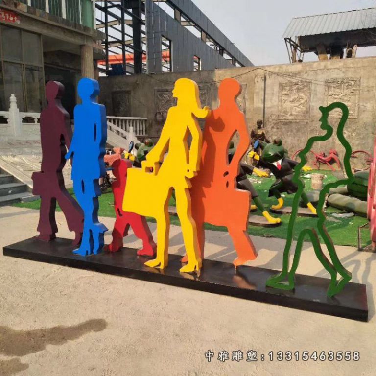 不锈钢抽象购物人物雕塑