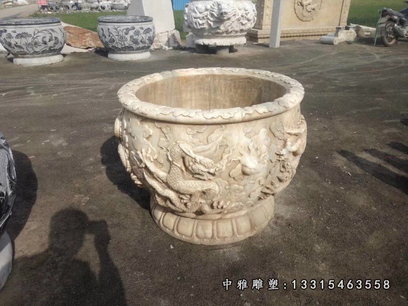 石雕公园花盆