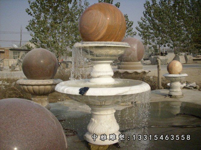 石雕景观风水球