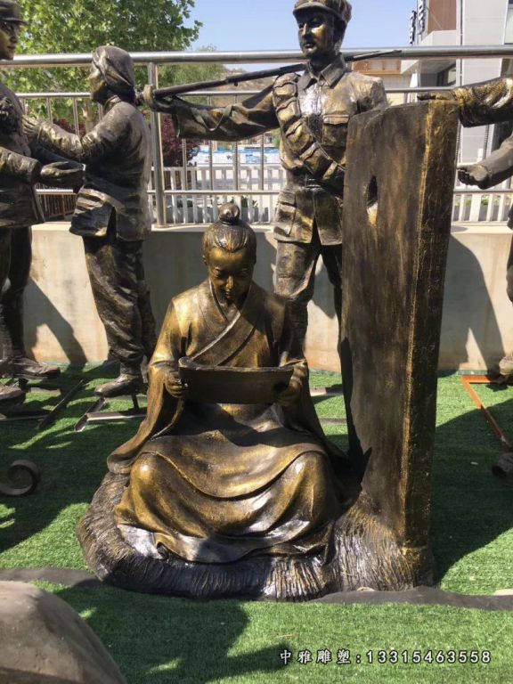 铜雕凿壁借光人物