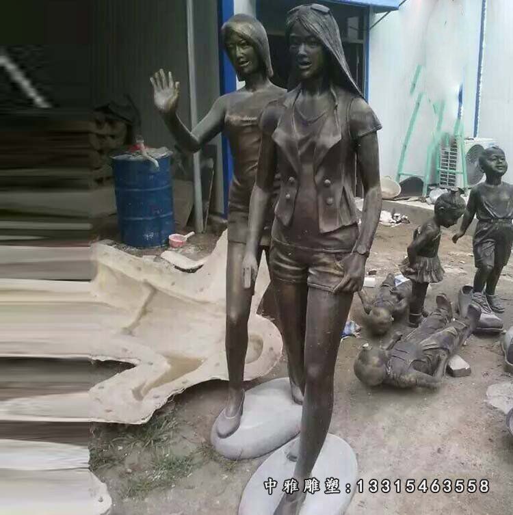 商场铜雕购物人物雕塑