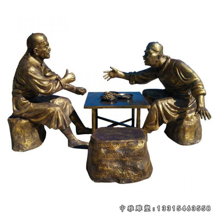 铜雕园林喝酒人物