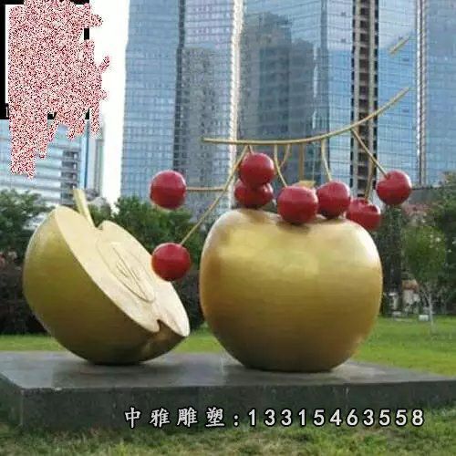 不锈钢水果苹果雕塑