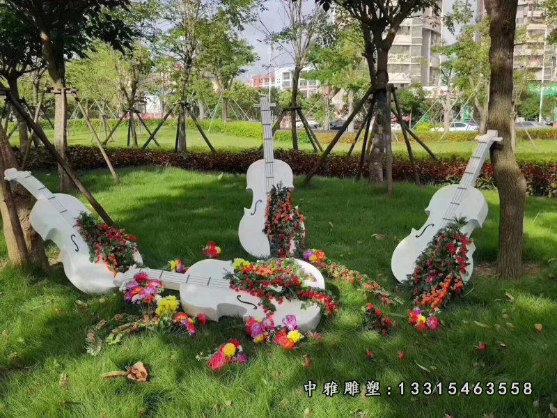 乐器不锈钢大提琴雕塑