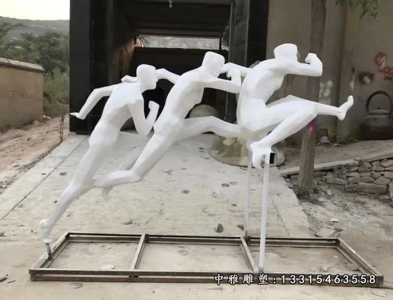 不锈钢跨栏运动人物雕塑