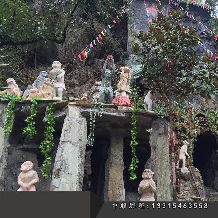 石雕抱桃猴子