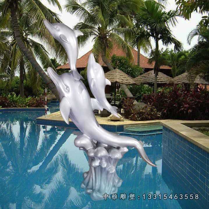 海豚动物不锈钢雕塑